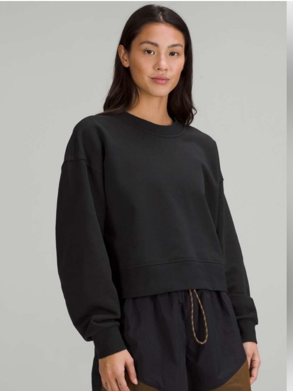 NEW lululemon Black perfectly oversized cropped Crewneck Pullover Sweatshirt